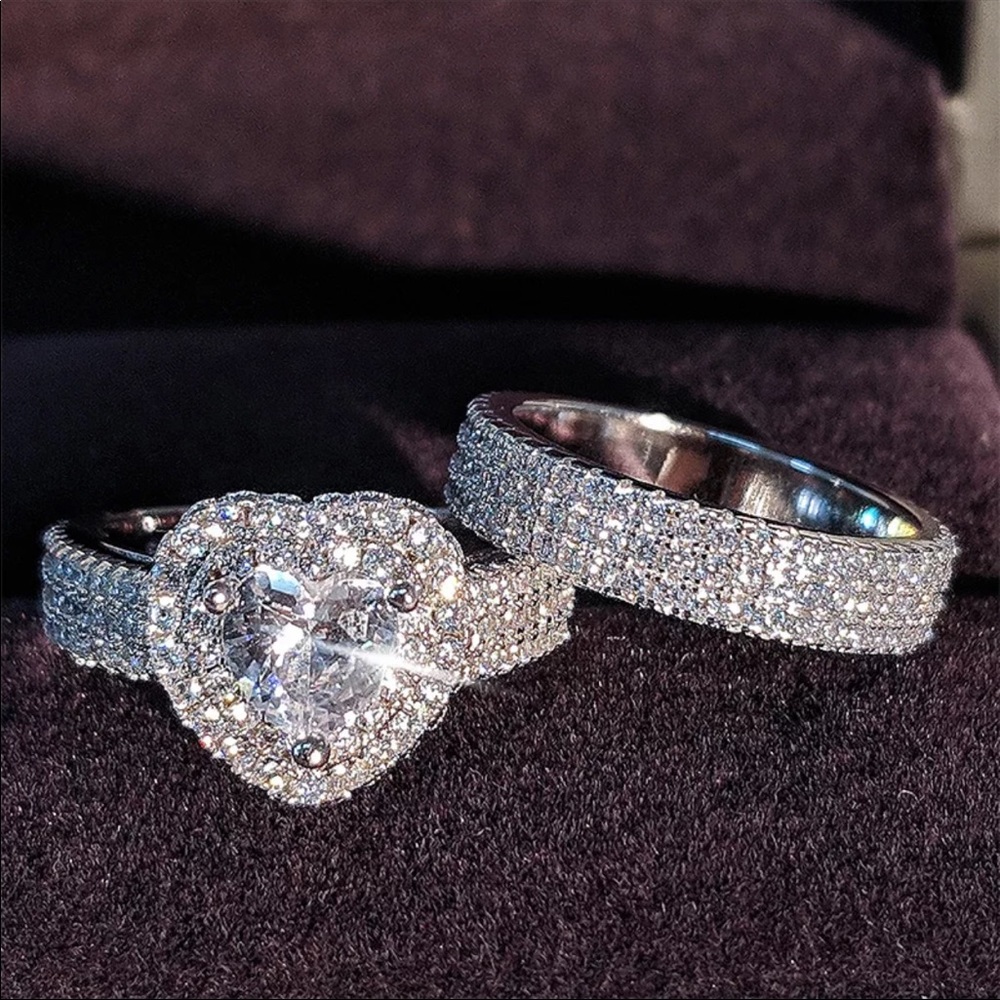 New 925 Silver Romantic Set Diamond Ring - Picture 2 of 5